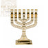 Gold Plated 12 Tribes Temple Jerusalem Ornament 7 Branch Menorah